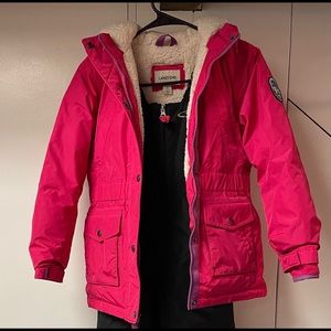 Lands End Pink Puffer Snow Jacket size 7/8 small
